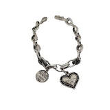 Silver Love Heart Letter Pendant Bracelet Women Neo-Gothnic Retro Jewelry