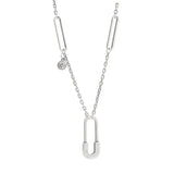 Silver Paper Clip Pendant Necklace Female Jewelry