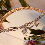 Silver Punk Sweater Chain Necklace Vintage Stars Thai Silver Jewelry