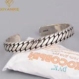 Silver Retro Oval Pattern Women Bracelet Open Minimalist Style Tai