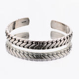 Silver Retro Oval Pattern Women Bracelet Open Minimalist Style Tai