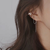 Silver Rhinestone Long Ear Clip Unique Sexy High Jewelry Couple Gift