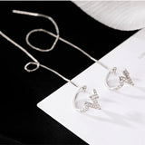 Silver Rhinestone Long Ear Clip Unique Sexy High Jewelry Couple Gift