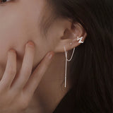 Silver Rhinestone Long Ear Clip Unique Sexy High Jewelry Couple Gift