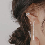 Silver Rhinestone Long Ear Clip Unique Sexy High Jewelry Couple Gift