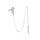 Silver Rhinestone Long Ear Clip Unique Sexy High Jewelry Couple Gift