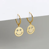 Silver Round Smile Face Earrings Happy Pendant Party Birthday Gift