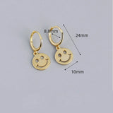 Silver Round Smile Face Earrings Happy Pendant Party Birthday Gift