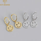Silver Round Smile Face Earrings Happy Pendant Party Birthday Gift