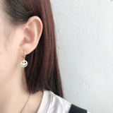 Silver Round Smile Face Earrings Happy Pendant Party Birthday Gift