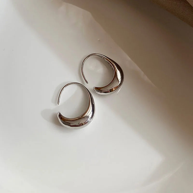 Silver Stud Earrings French Plated C Shape Earring Bride Jewelry