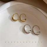 Silver Stud Earrings French Plated C Shape Earring Bride Jewelry