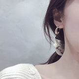 Silver Stud Earrings French Plated C Shape Earring Bride Jewelry