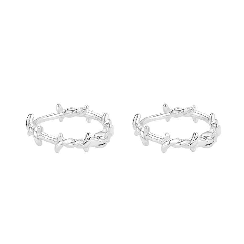 Silver Thorns Hoops Earrings For Women Girl Jewelry Party Wedding