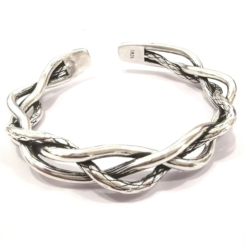 Silver Three-layer Twist Woven Bracelet Retro Distressed All-match Jewelry
