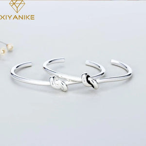 Silver Vintage Weaving Bangles & Bracelet For Women Wedding Charming Jewelry