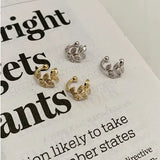 Silver Zircon Leaf Clip Earrings No Pierced Ear Female Adjustable