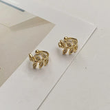 Silver Zircon Leaf Clip Earrings No Pierced Ear Female Adjustable
