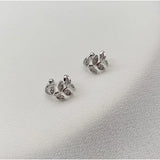 Silver Zircon Leaf Clip Earrings No Pierced Ear Female Adjustable