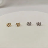 Silver Zircon Leaf Clip Earrings No Pierced Ear Female Adjustable