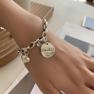 Vintage Distressed Love Heart Bracelet Unique Jewelry Gift
