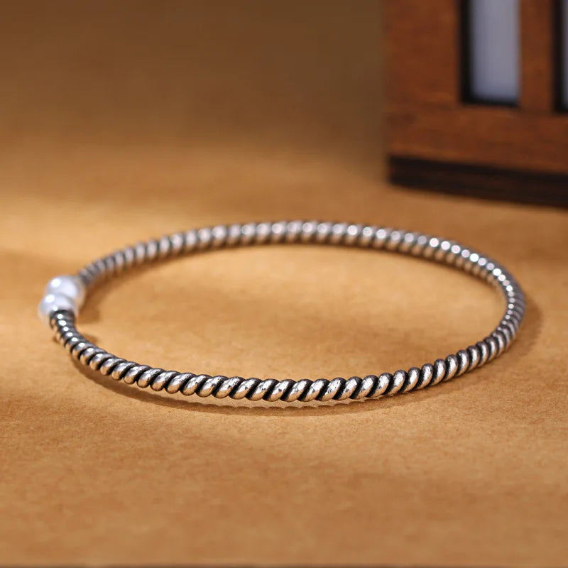 Vintage Silver Weave Bracelets & Bangles for Women