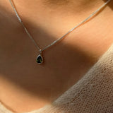 Green Crystal Water Drop Necklace for Women Girl Choker