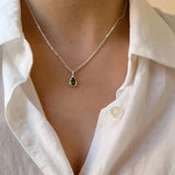 Green Crystal Water Drop Necklace for Women Girl Choker