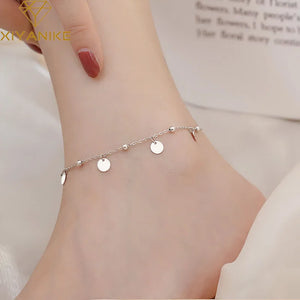 XIYANIKE Silver Disc Anklet Female Temperament Unique All-match Foot Bracelet