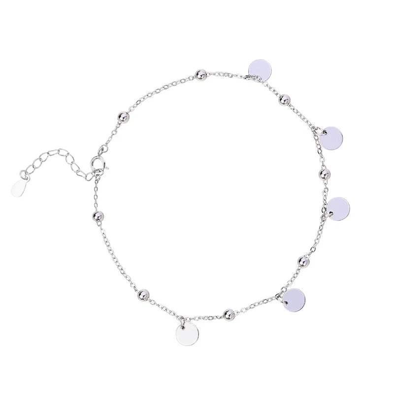 XIYANIKE Silver Disc Anklet Female Temperament Unique All-match Foot Bracelet