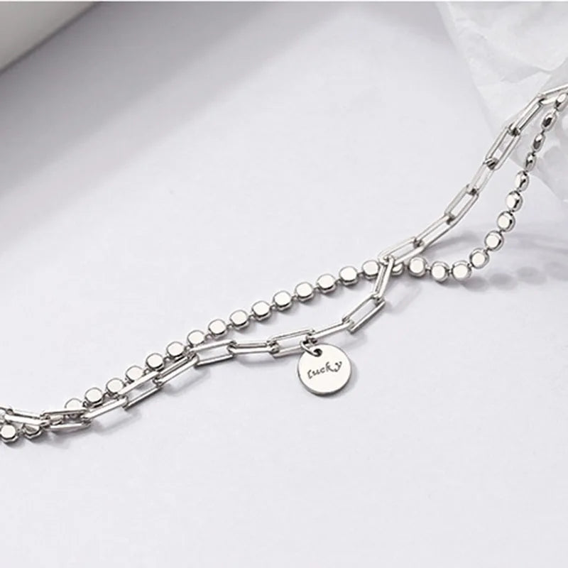 XIYANIKE Silver Double Layer Lucky Round Bracelet