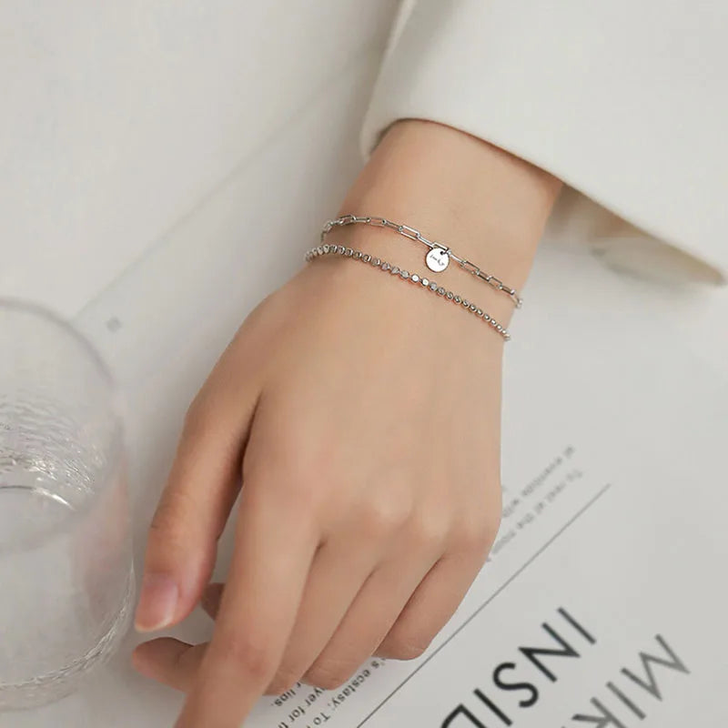 XIYANIKE Silver Double Layer Lucky Round Bracelet