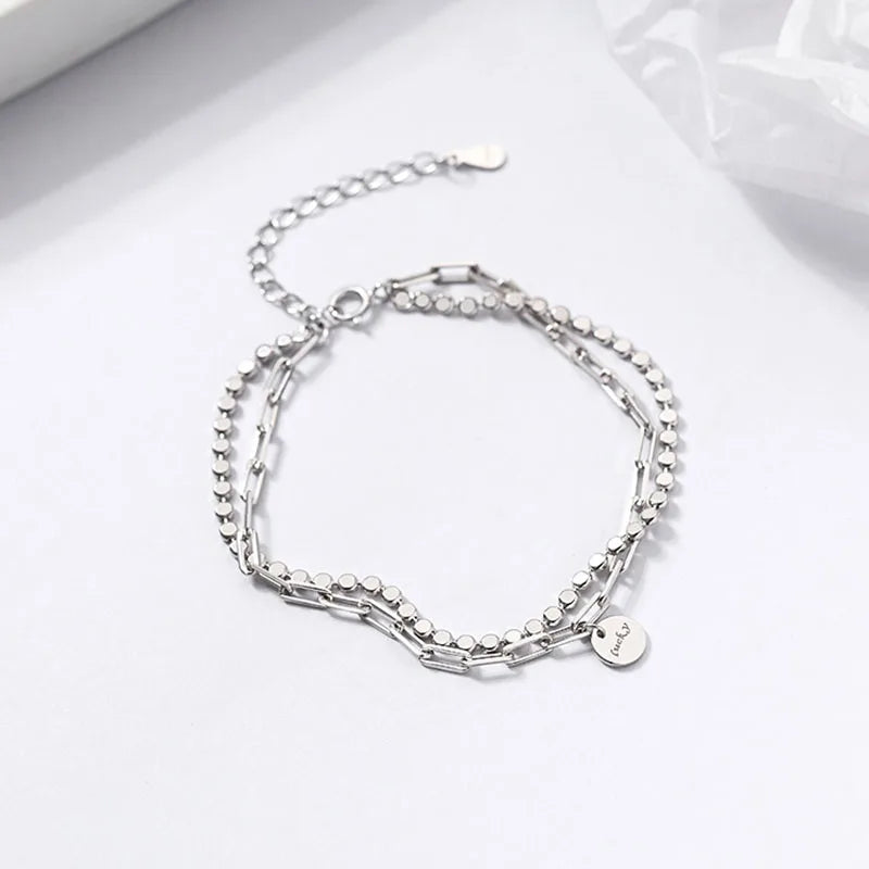 XIYANIKE Silver Double Layer Lucky Round Bracelet