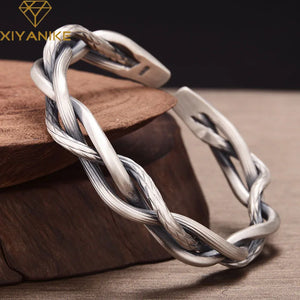 XIYANIKESilver Three-strand Twist Bracelet Adjustable Opening