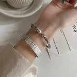 XIYANIKE Silver Twist Smooth Solid Bracelet Women Retro Folkways Jewelry
