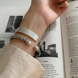 XIYANIKE Silver Twist Smooth Solid Bracelet Women Retro Folkways Jewelry