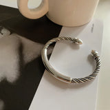 XIYANIKE Silver Twist Smooth Solid Bracelet Women Retro Folkways Jewelry