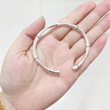 Vintage Thai Silver Feather Leaf Bangle Bracelet Cuff