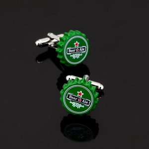 XK144 Green Beer Cap Cufflinks Men's Accessories