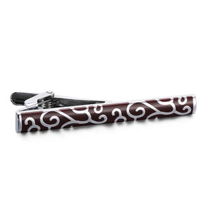 XKZM Classic Silvery Tie Clips for Men Enamel Engrave Pattern Necktie Bar