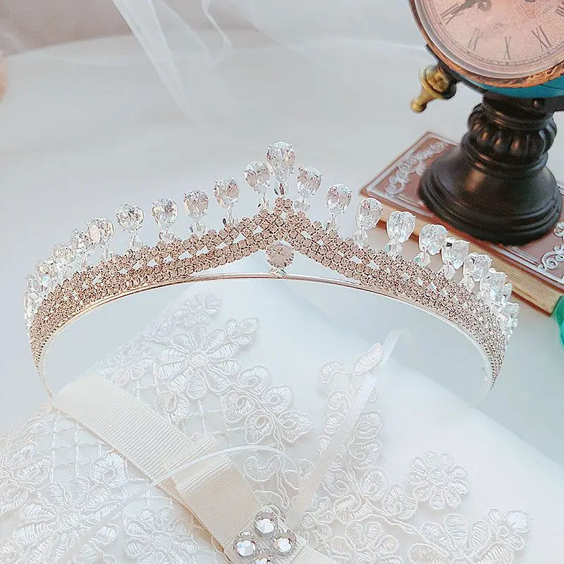 Classic Bridal Crown CZ Crystal Wedding Tiara High End Jewelry