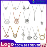 Delicate Double Butterfly Key Flower Pendant with Diamonds