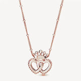 Delicate Double Butterfly Key Flower Pendant with Diamonds