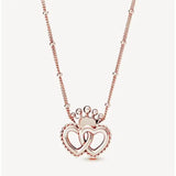 Delicate Double Butterfly Key Flower Pendant with Diamonds