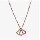 Delicate Double Butterfly Key Flower Pendant with Diamonds