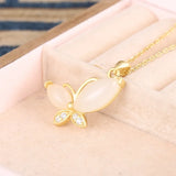 925 Sterling Silver Hetian Jade Butterfly Necklace for Women Wedding Jewelry