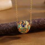 S925 Sterling Silver Blue Round Lucky Ball Necklace for Women