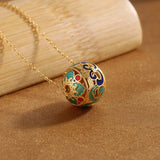 S925 Sterling Silver Blue Round Lucky Ball Necklace for Women