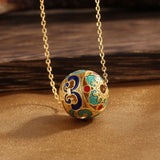 S925 Sterling Silver Blue Round Lucky Ball Necklace for Women