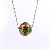 S925 Sterling Silver Blue Round Lucky Ball Necklace for Women